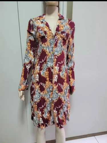 Vestido chemise estampa, P, novo
