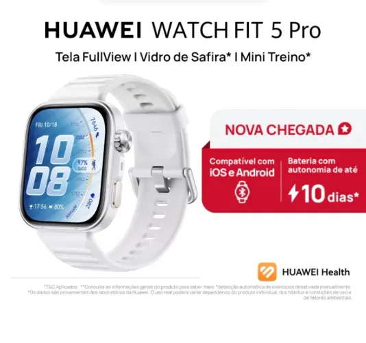 Huawei Watch Fit 5 Pro (Branco) - LANÇAMENTO! NOVO, LACRADO!