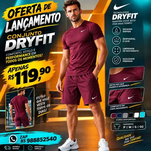 Conjunto fitness masculina dryfit 