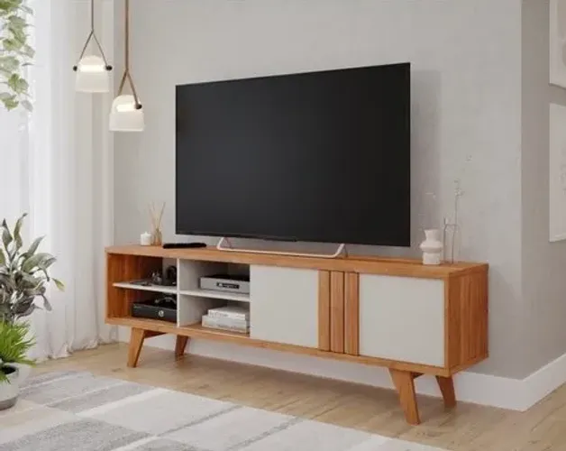 Rack Bancada Paraty Permobili 100% MDF, para TVs até 60 Polegadas - Entrega Imediata;