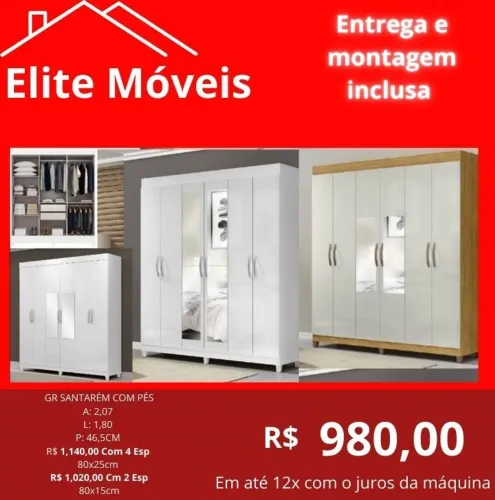 COM A MONTAGEM E A ENTREGA GUARDA ROUPA NOVO NA CAIXA COM GARANTIA DE FABRICA.