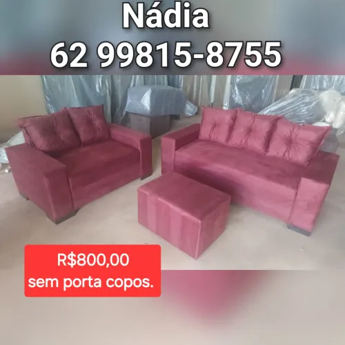 Sofá jogo cor de vinho no suede