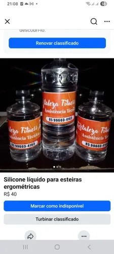 Silicone líquido para esteiras ergométricas