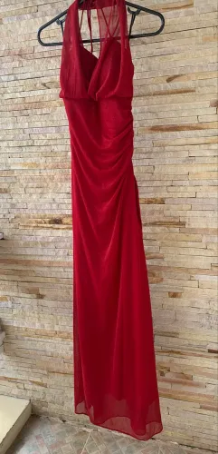 Vestido festa longo vermelho fenda