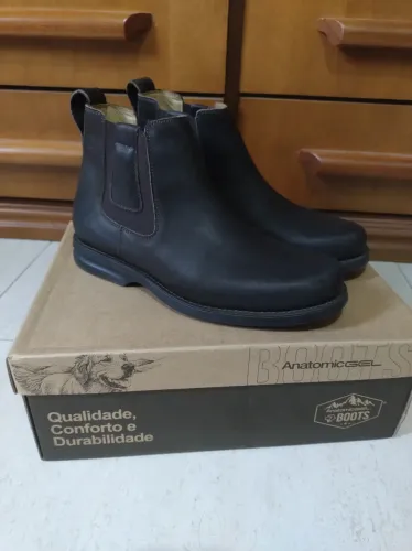 Bota Chelsea masculina Anatomic Gel marrom semi nova botina de couro legítimo 