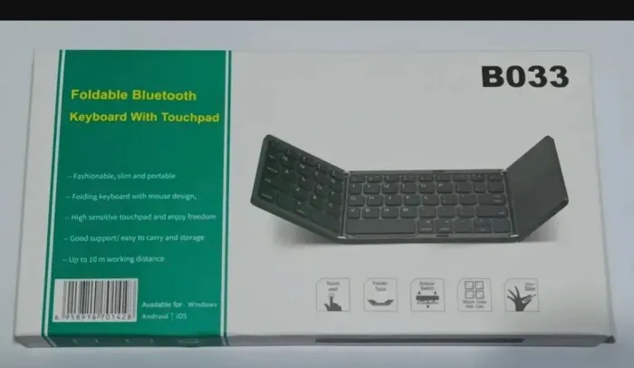 Teclado Dobrável Bluetooth Com Touchpad B033 Na Cor Cinza/verde/Rosa <br>