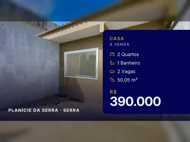 Casa incrível em Planície da Serra! 2 quartos e 2 vagas de garagem.