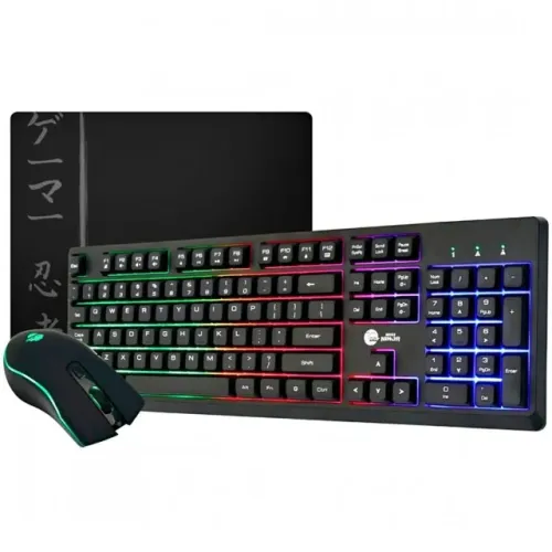 Kit Teclado, Mouse e Mousepad Gamer - Ninja Legacy 3 em 1, RGB, USB, Preto