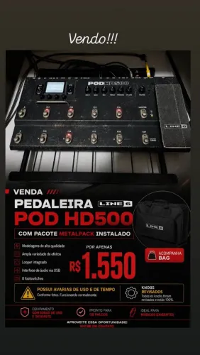 Pedaleira LINE 6 HD500 com Metalpack e bag