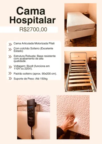 Cama hospitalar com colchão (solteiro)