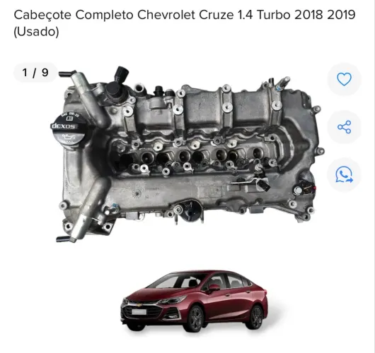 CABEÇOTE COMPLETO CHEVROLET CRUZE 1.4 TURBO 2019 