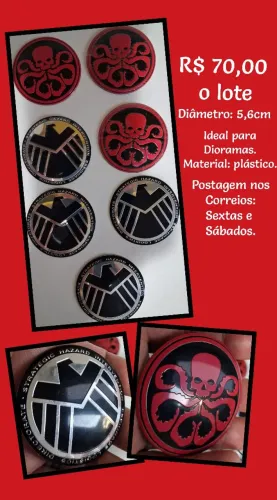 Logos Caveira vermelha e SHILD MARVEL LEGENDS