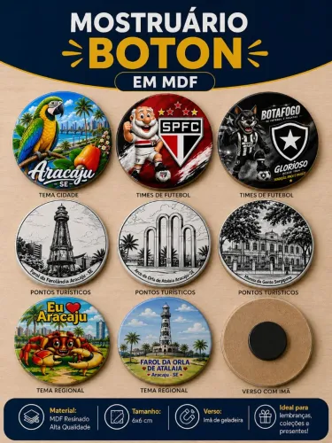 Boton 6 X6 cm em MDF para geladeira