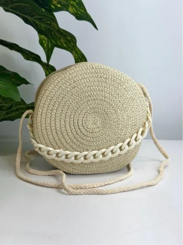Bolsa redonda de palha