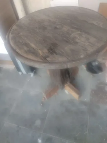 Mesa rustica de madeira maciça de roda de carretel