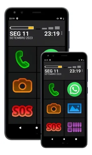Smartphone Vovo&vovofone Samsung 64gb Tela 6.5 Botão Sos Cor Preto
