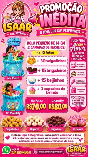 ? Kits Festa Completos com Bolo Personalizado + Salgados + Doces + Cupcakes de Brinde!