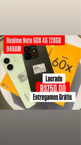 Realme Note 60x 128/04-Preto Verde Lacrado Entregamos Grátis 
