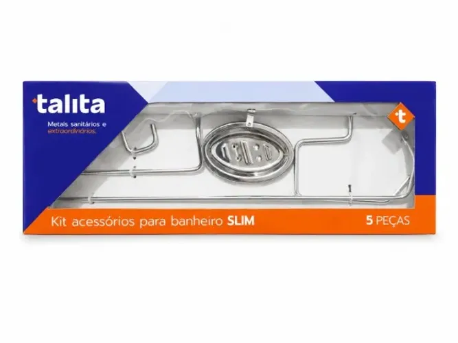 KIT PARA BANHEIRO SLIM 5 PÇS INOX - TALITA