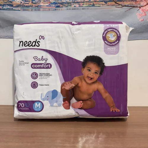 Fralda Descartável Needs Baby Comfort M - 70 Unidades (Pacote Fechado)