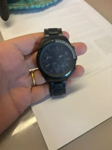 Relógio Armani Exchange AX1255 original, masculino, modelo cronógrafo em aço inox preto.