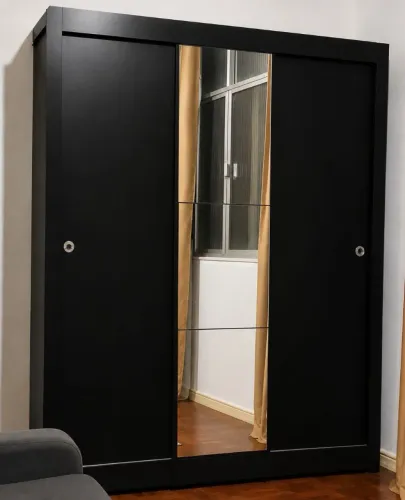 Guarda-roupa casal 3 portas de corre com espelho