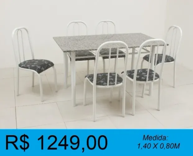 Mesa granito c/ 6 cadeiras 1,40x80cm - frete gratuito!