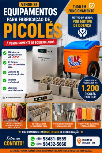 Equipamentos para fabricar picole