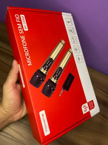 Microfone Duplo sem Fio Dourado MT-2306B Tomate an2