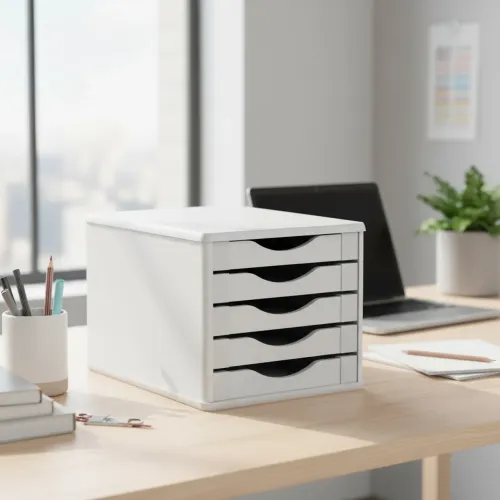 Caixa Arquivo Gaveteirof de Mesa 5 Gavetas Madeira MDF Branco
