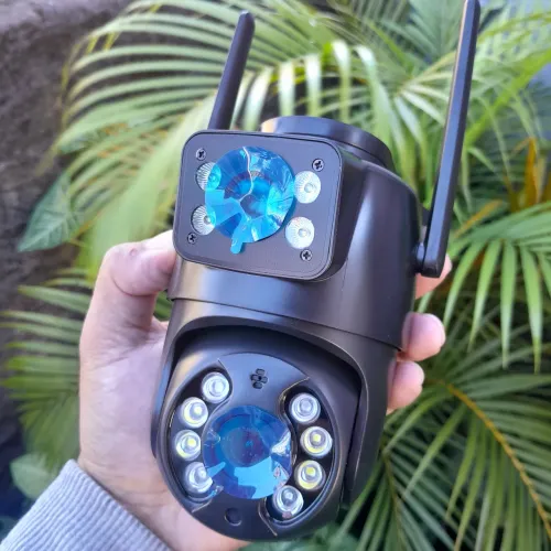 Camera Wi-Fi HD Externa A28 a Prova D'agua Lente Dupla App Icsee Segurança