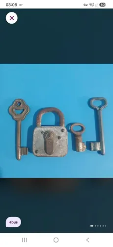 antigo cadeado abus com chave feito na alemanha + 2 chaves vintage.