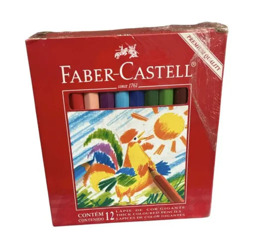 Caixinha rara e antiga 12 lápis gigantes da Faber Castell