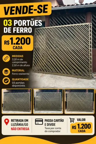 OPORTUNIDADE! VENDE-SE 03 PORTÕES DE FERRO!