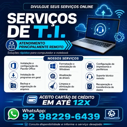 SERVIÇOS DE T.I. PARA COMPUTADOR E NOTEBOOK