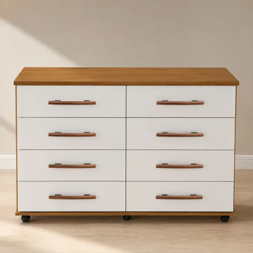 COMODA JADE 8G C/RODIZIOS - MEL/PEROLA
