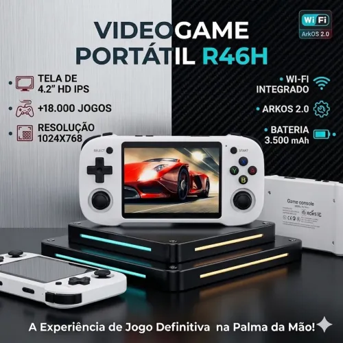 R46H 64GB Console Portátil 128GB com +29.000 Jogos 4.2? IPS Linux Retrô WI-FI INTEGRADO