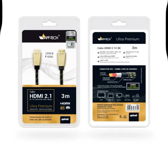 Cabo hdmi 2.1 8k de 1mt 75,00 / 3mt  189,00