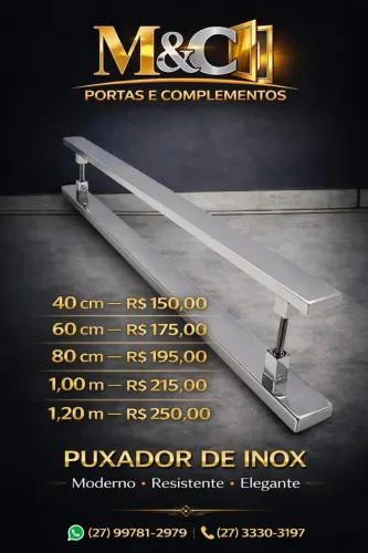 Puxador de Inox p/ Porta ? Moderno e Resistente | Vários Tamanhos