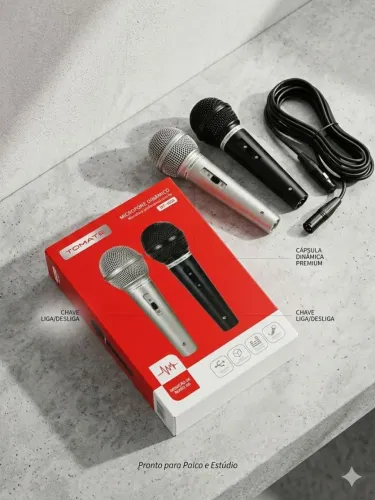 Kit 2 microfones com fio