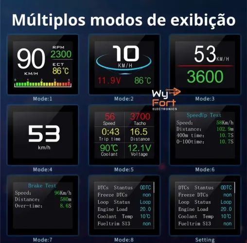 Computador De Bordo Digital P10 Display Hud Obd2 Automotivo