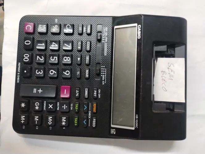 Calculadora Casio HR-100RC placa e teclado ok sem bloco impressor 