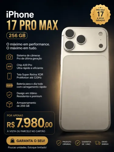iPhone lacrado 17 pro Max 256G