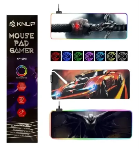 Mouse Pad Gamer RGB KNUP KP-S011 Grande - Iluminação LED