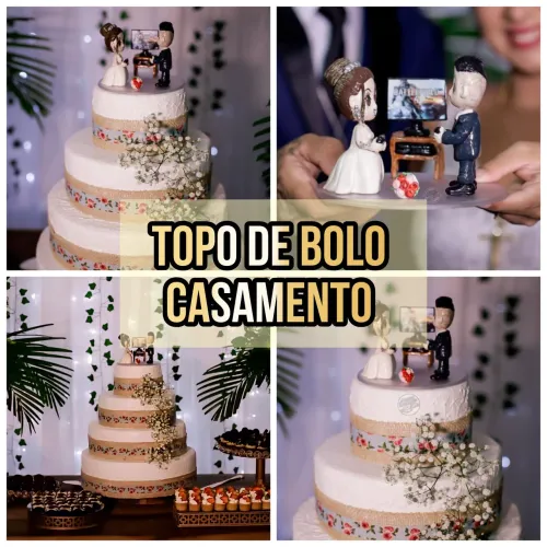 Topo de bolo para seu casamento em biscuit