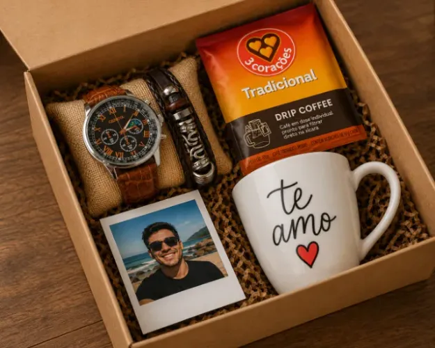 Kit Presente Aniversário Café e Relógio