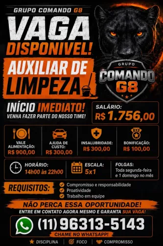 Vagas auxiliar de limpeza