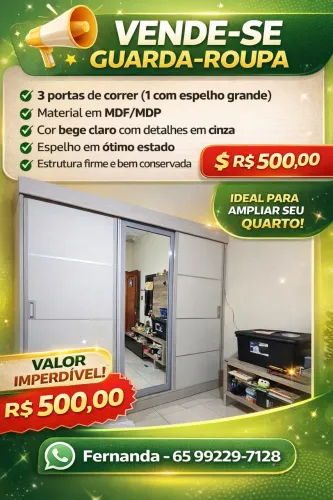 Guarda-roupa com porta de correr em excelente estado.