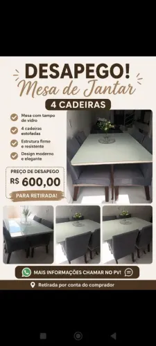 Mesa de jantar 4 cadeiras