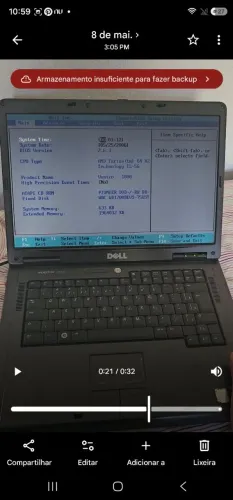 Notebook Dell clássico vostro 1000